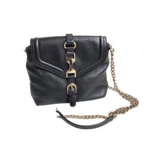 Ann Taylor Black Pebbled Leather Small Chainstrap Shoulder Bag